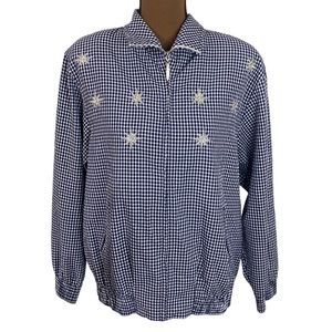 Vintage seersucker gingham bomber embroidered and embellished stars size 10